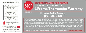 lifetime thermostat warranty sticker
