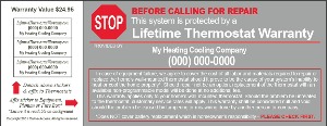 lifetime thermostat warranty sticker