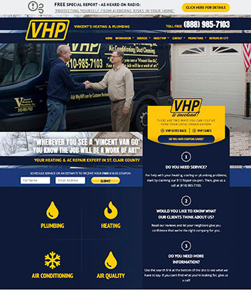 websites for plumbers - vincent's heating and plumbing