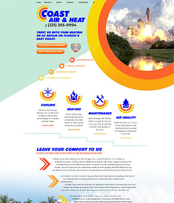 hvac web development - coast air and heat