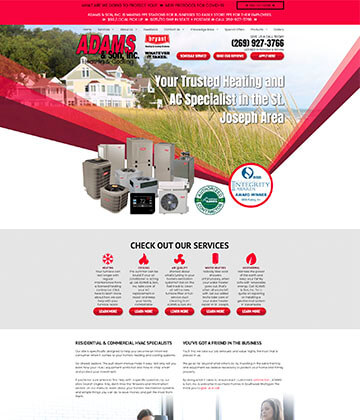 hvac web designs - adams and son, inc.