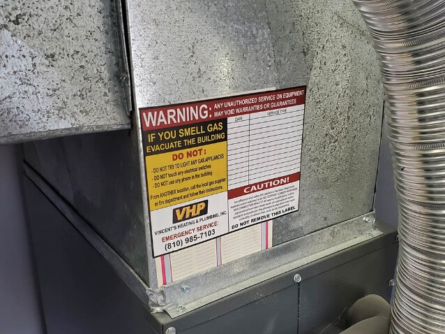 sticker example on a furnace