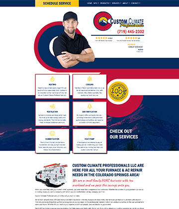 HVAC and plumbing website - central comfort