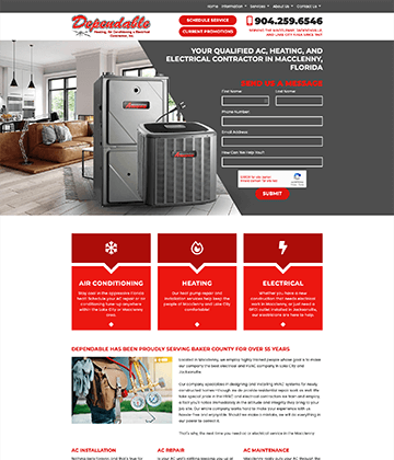 HVAC website - Dependable Heating, AC & Electrical