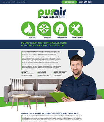 hvac website design - Purair HVAC Solutions