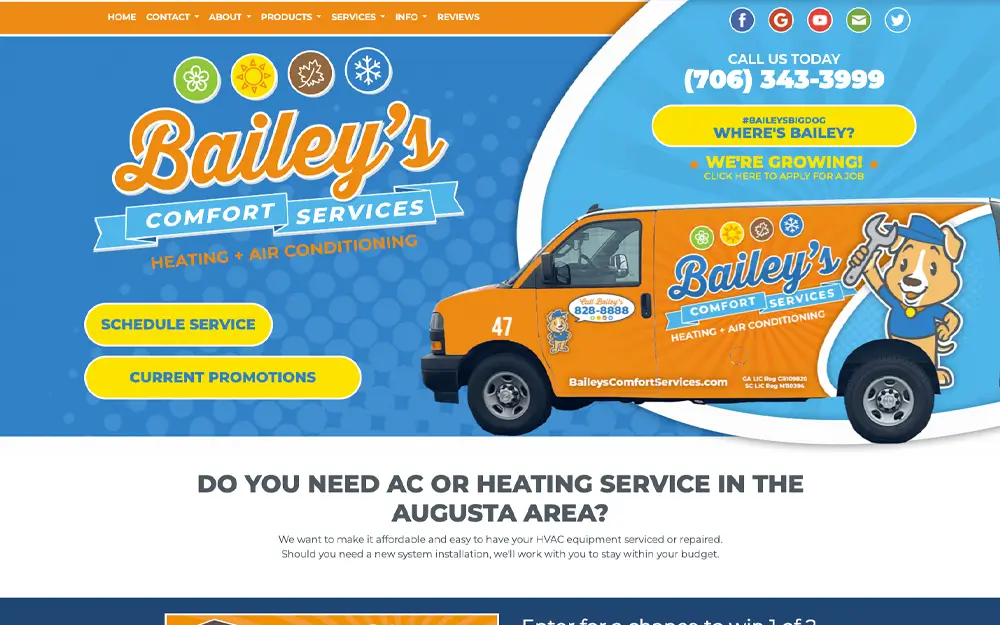 Bailey's Comfort Service Website Design