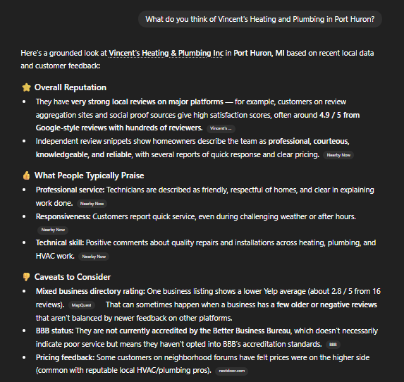 AI snippet for VHP Inc.