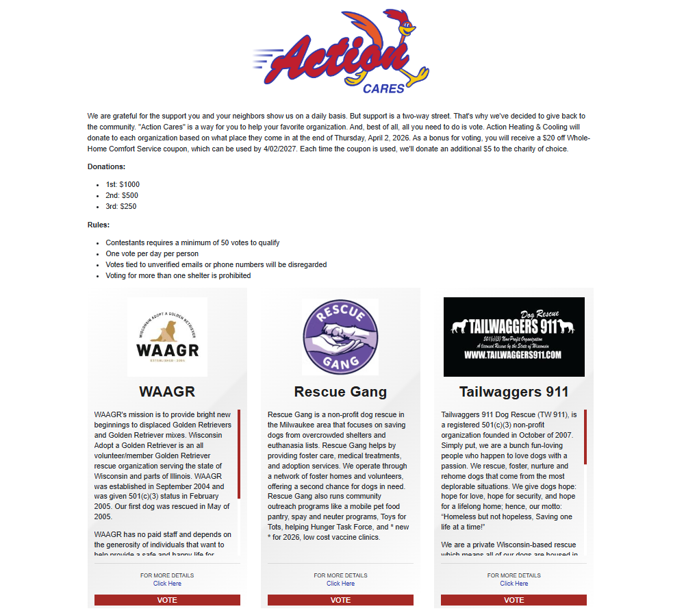 Example of a voting page